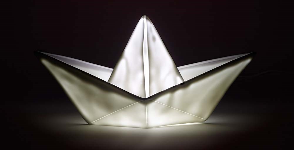 Origami Boat Lamp | Feather & Black
